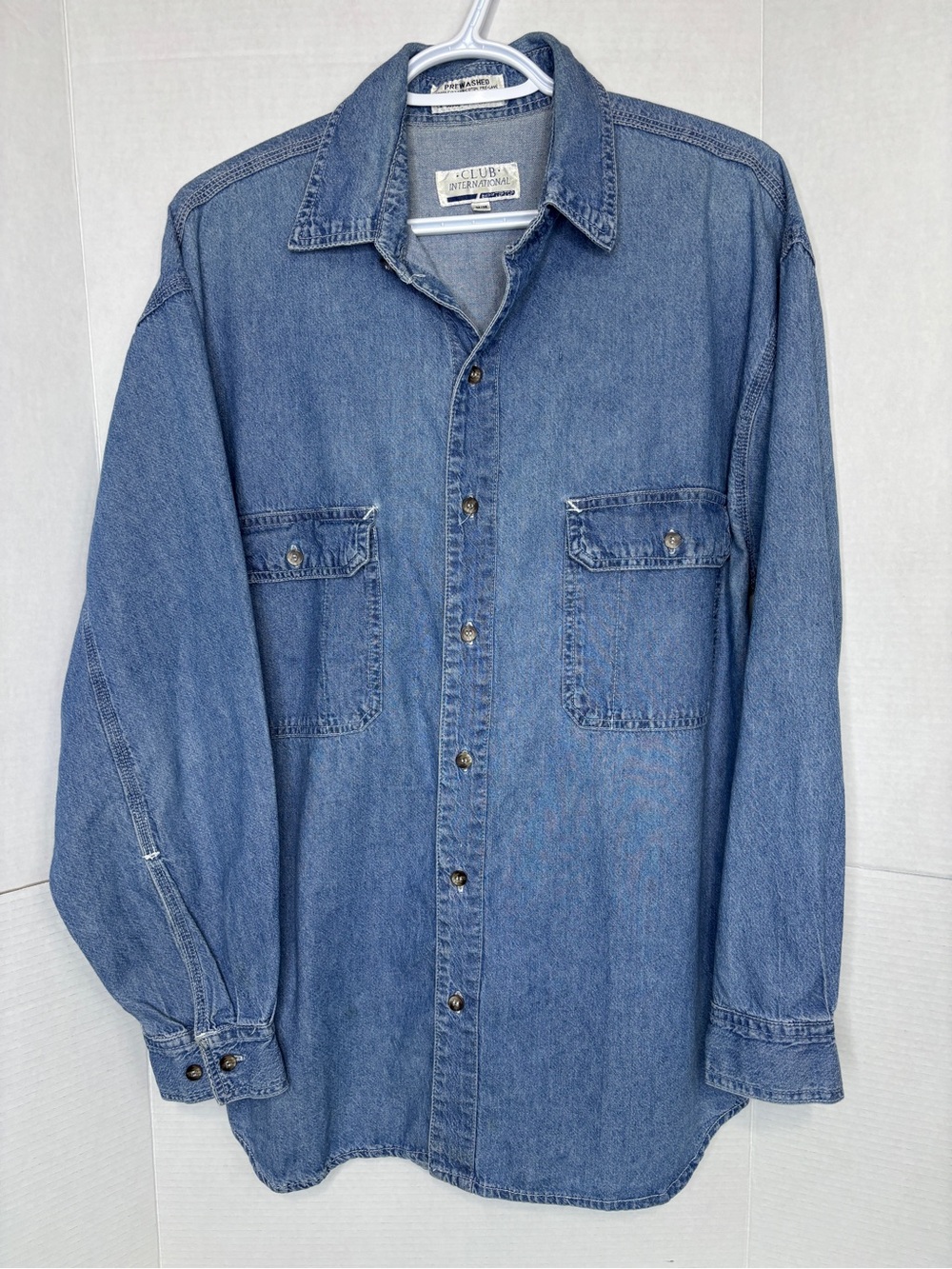Club International by Tip Top Men’s Denim Shirt Lightweight Jacket Blue Denim